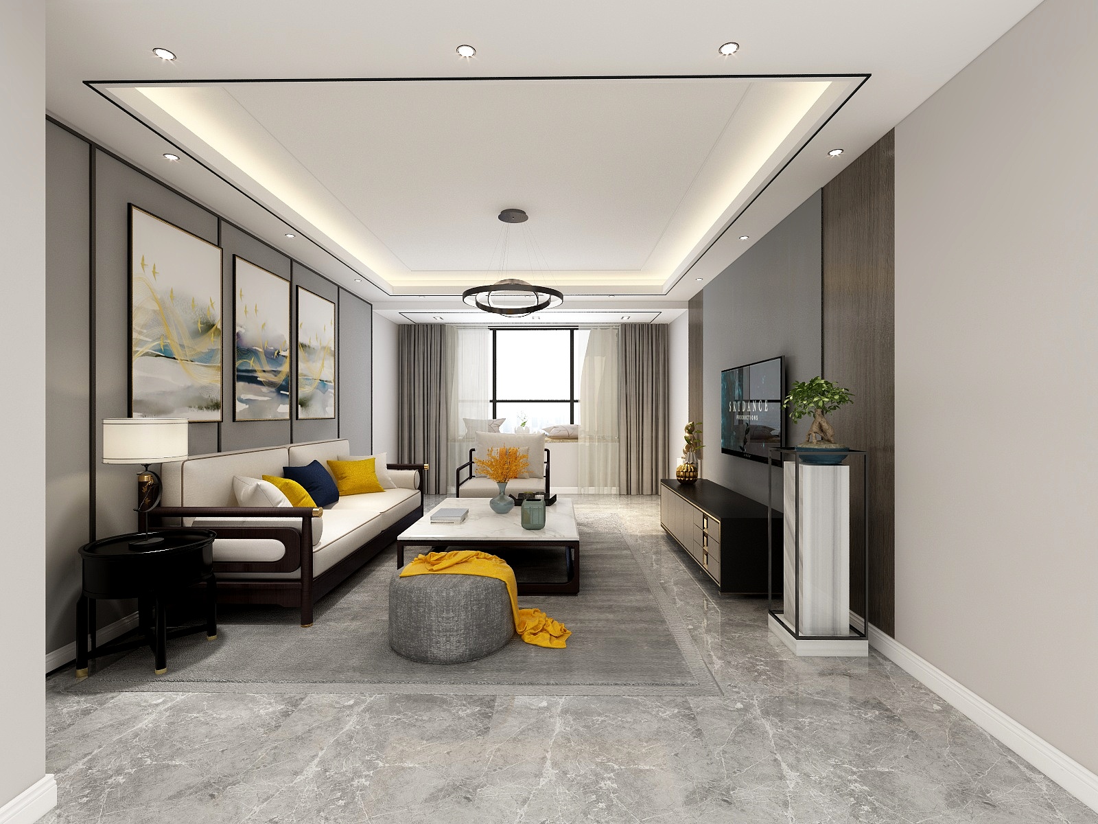 墨匠设计-139方新中式三居装修效果图