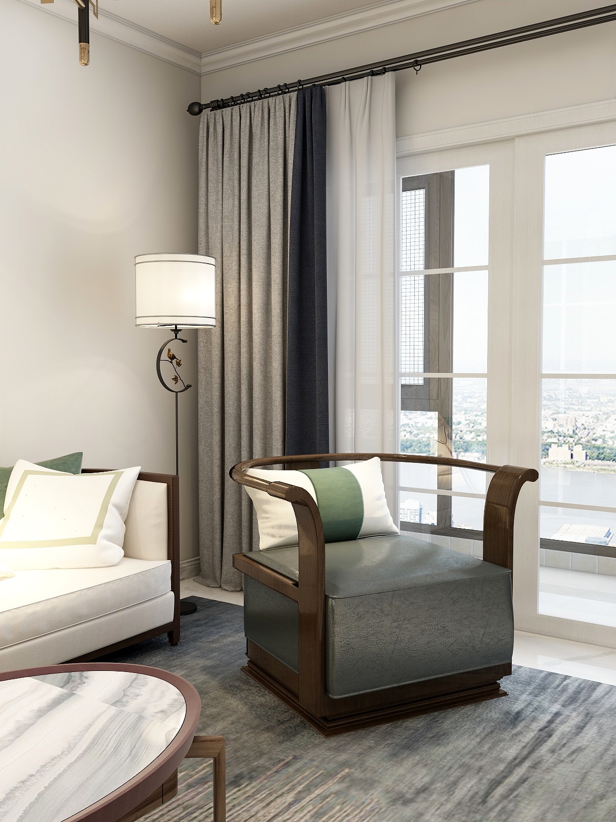 LT全案设计事务所-帮-王娇-城央壹品-新中式客餐厅7.24-装修设计方案