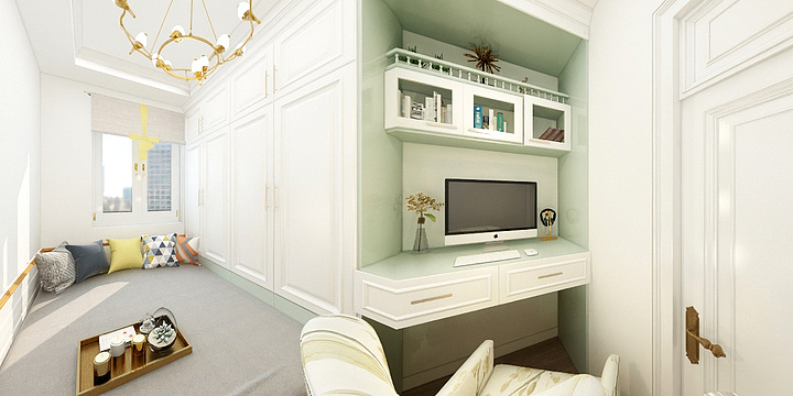 贾梓-钢城春邑102㎡美式轻-装修设计方案