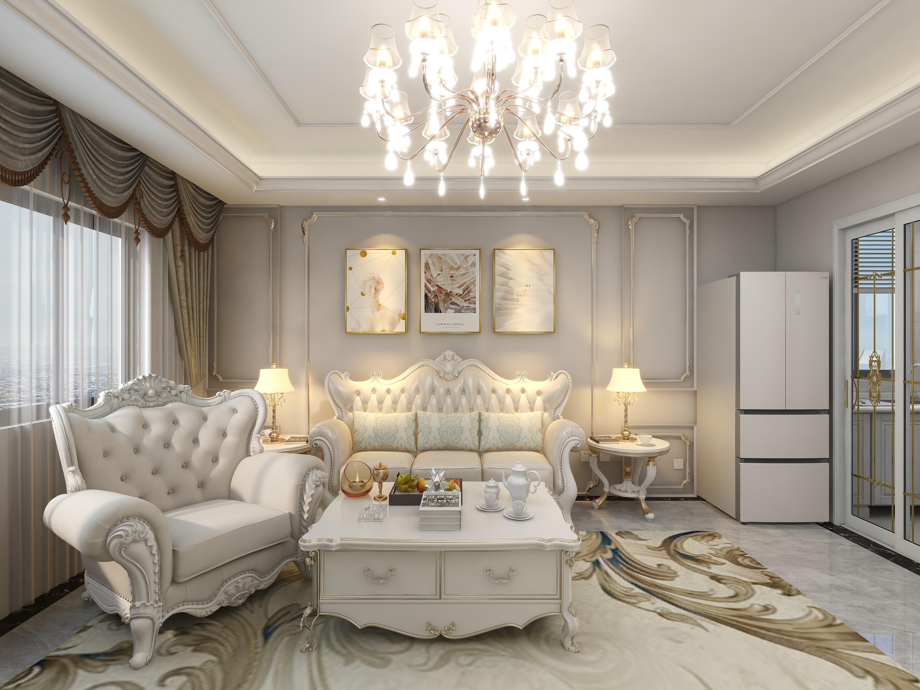 设计师Cheny-欧式77平三室二卫一厅装修效果图