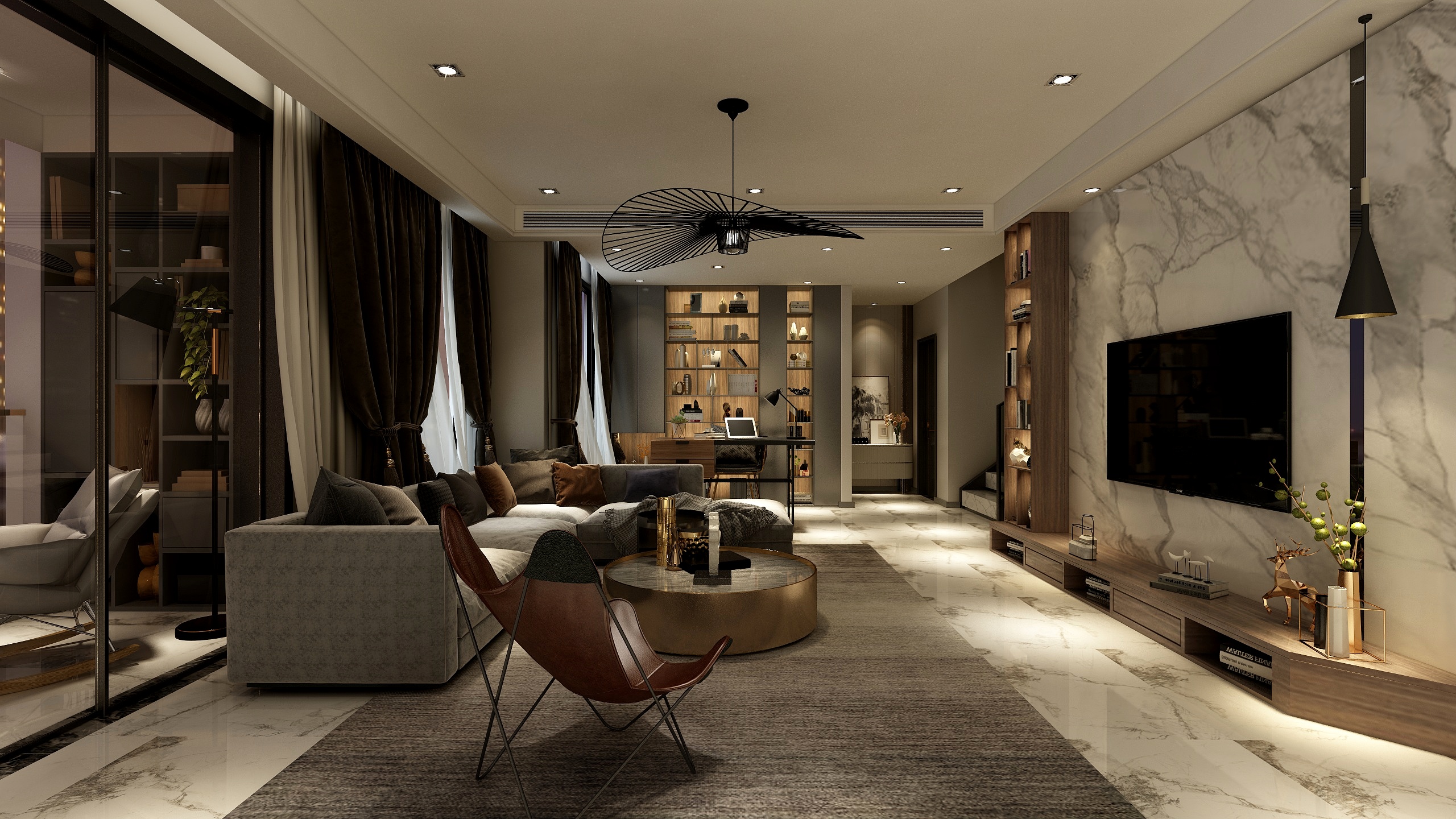 周腾飞-港式-《夜》-234平-四室三卫2厅-装修设计方案