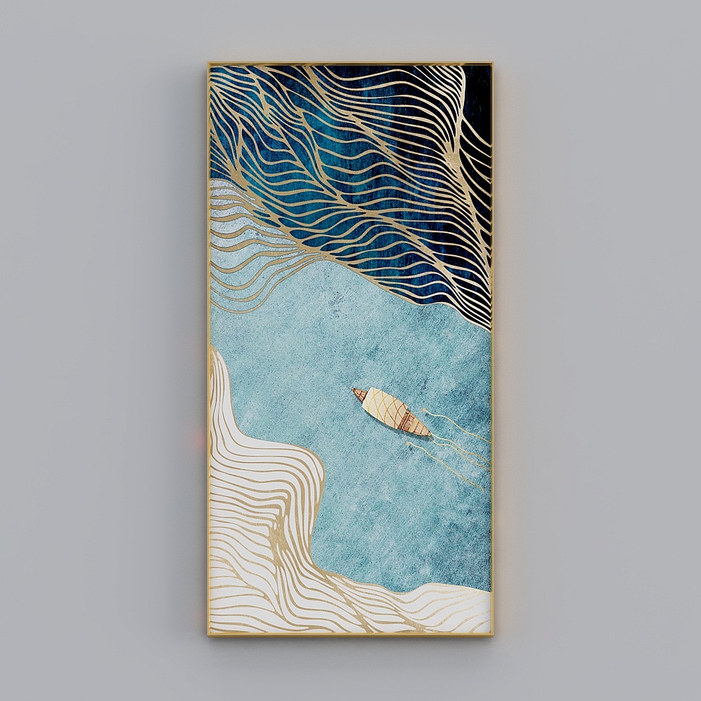 臣萱全屋配画-现代客厅装饰画-客厅玄关单幅-醉赤壁E3D模型