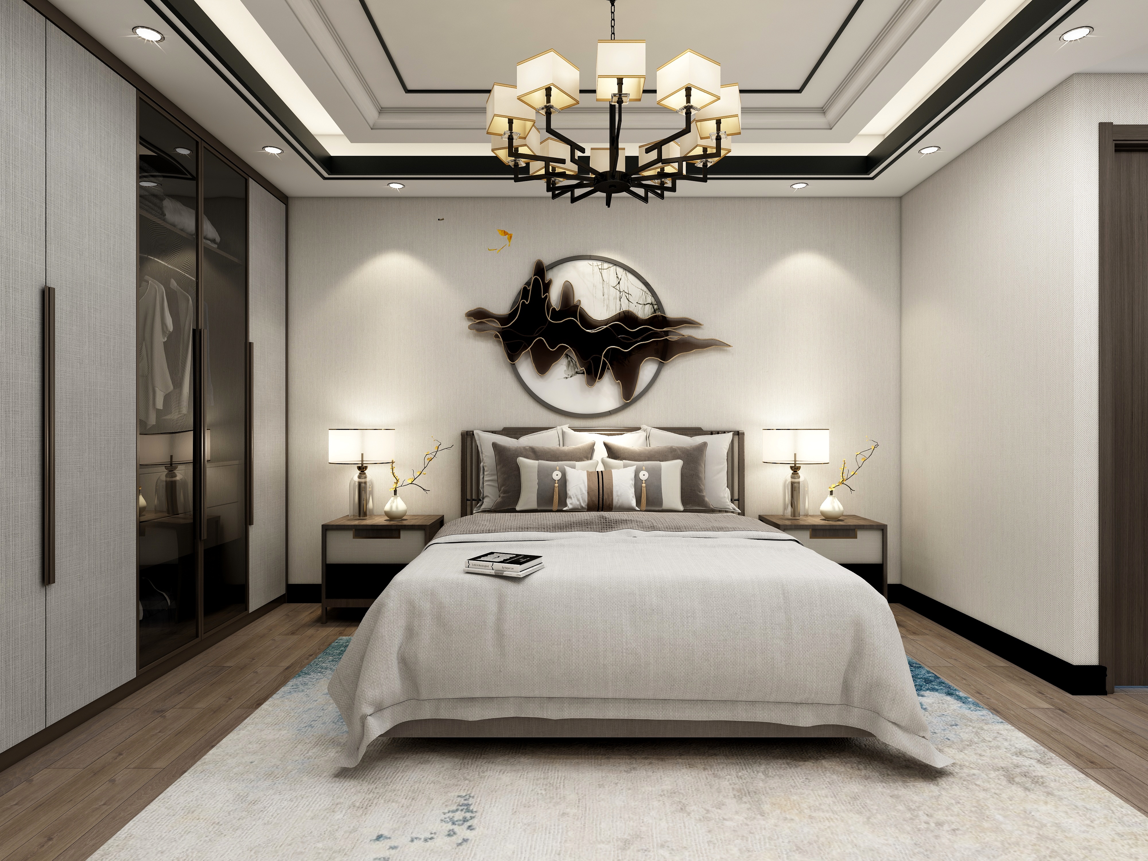 吴爽-173方新中式四居装修效果图