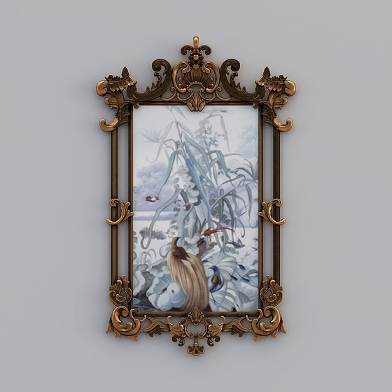 Elegant Black Decorative Painting 3D Model