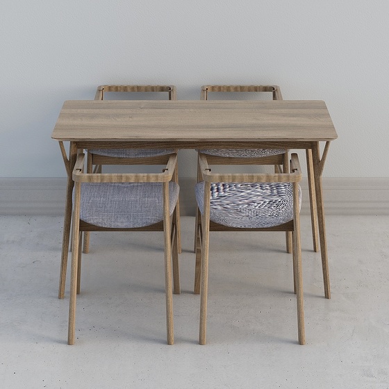 Black Dining Table Set 3D Model for Four