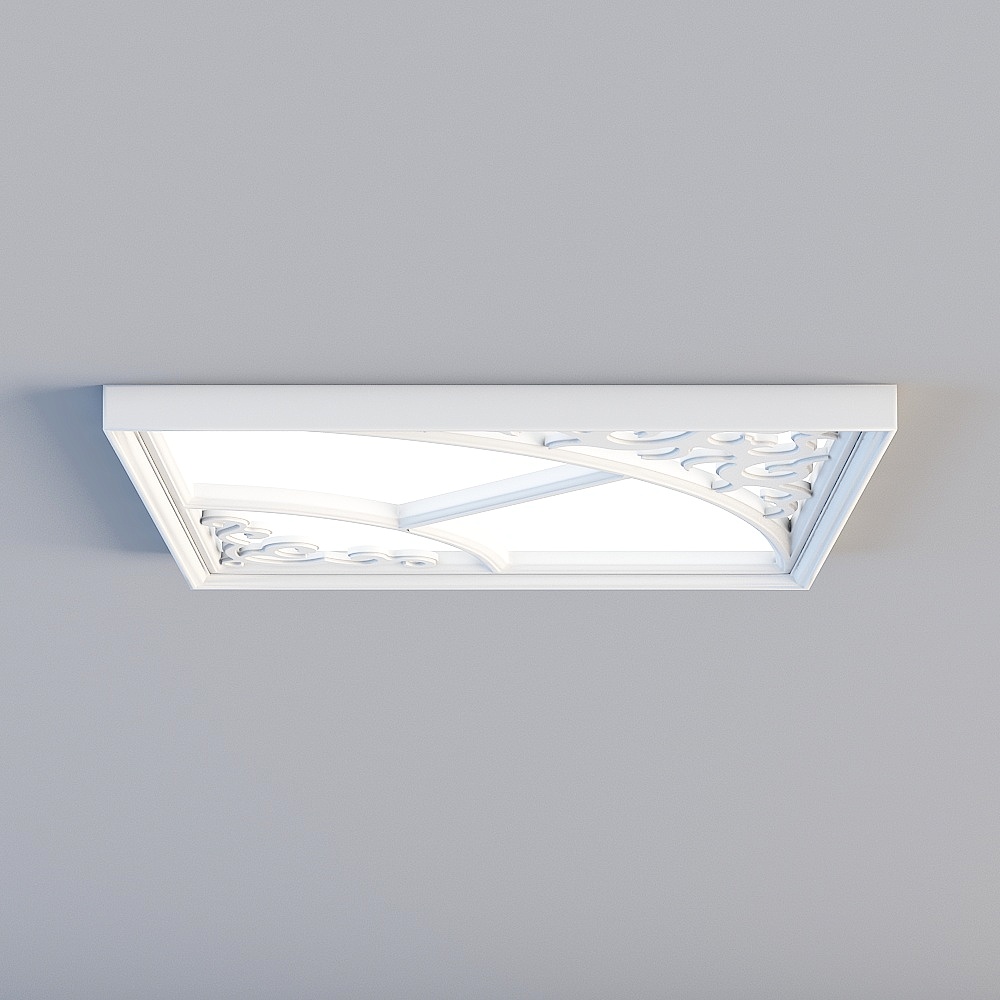 金澜之家-灯具-JLD30-004（高边白色花格灯角）300x3003D模型