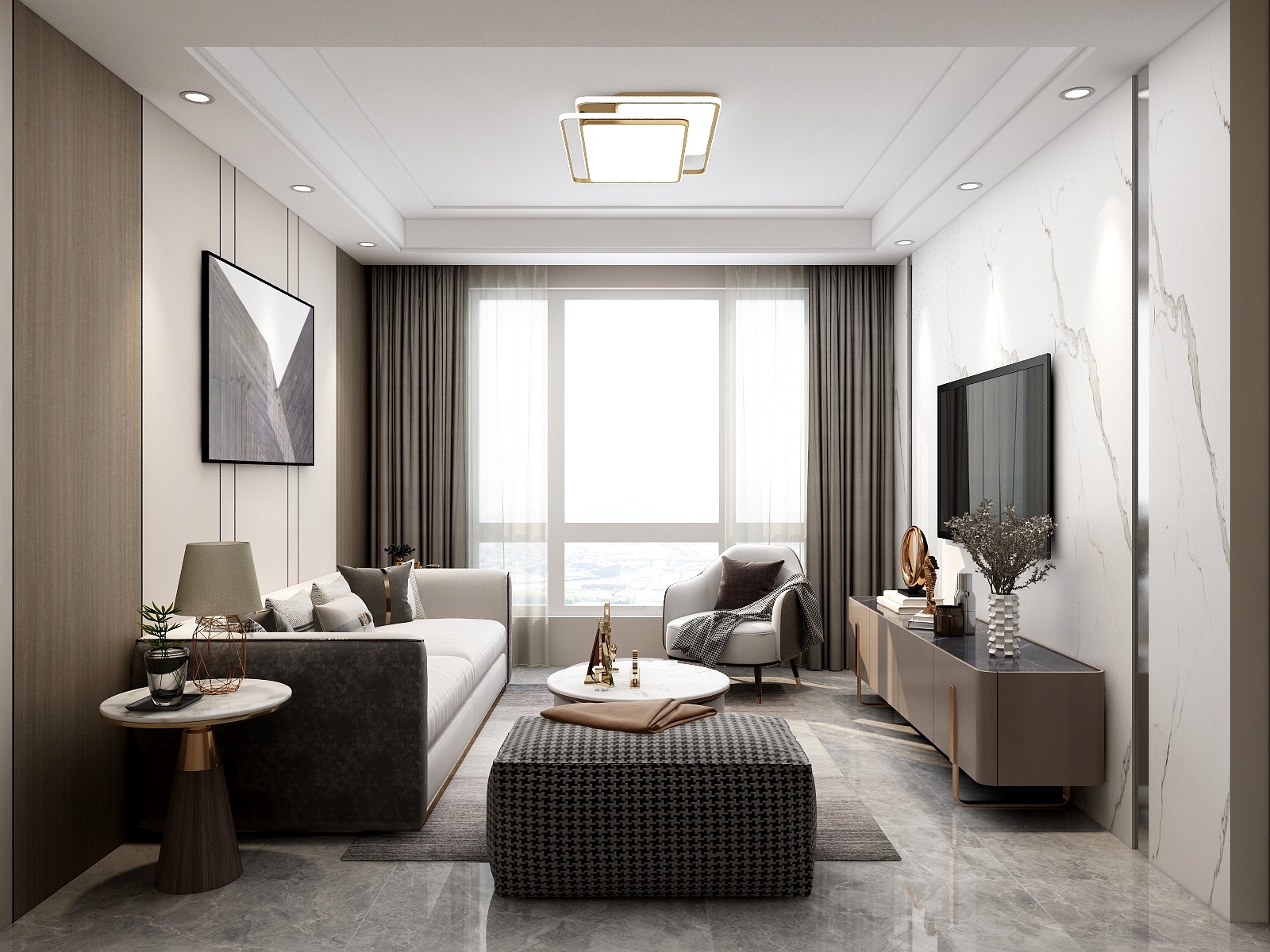 FACCIHOME-现代轻奢-客厅-装修设计方案