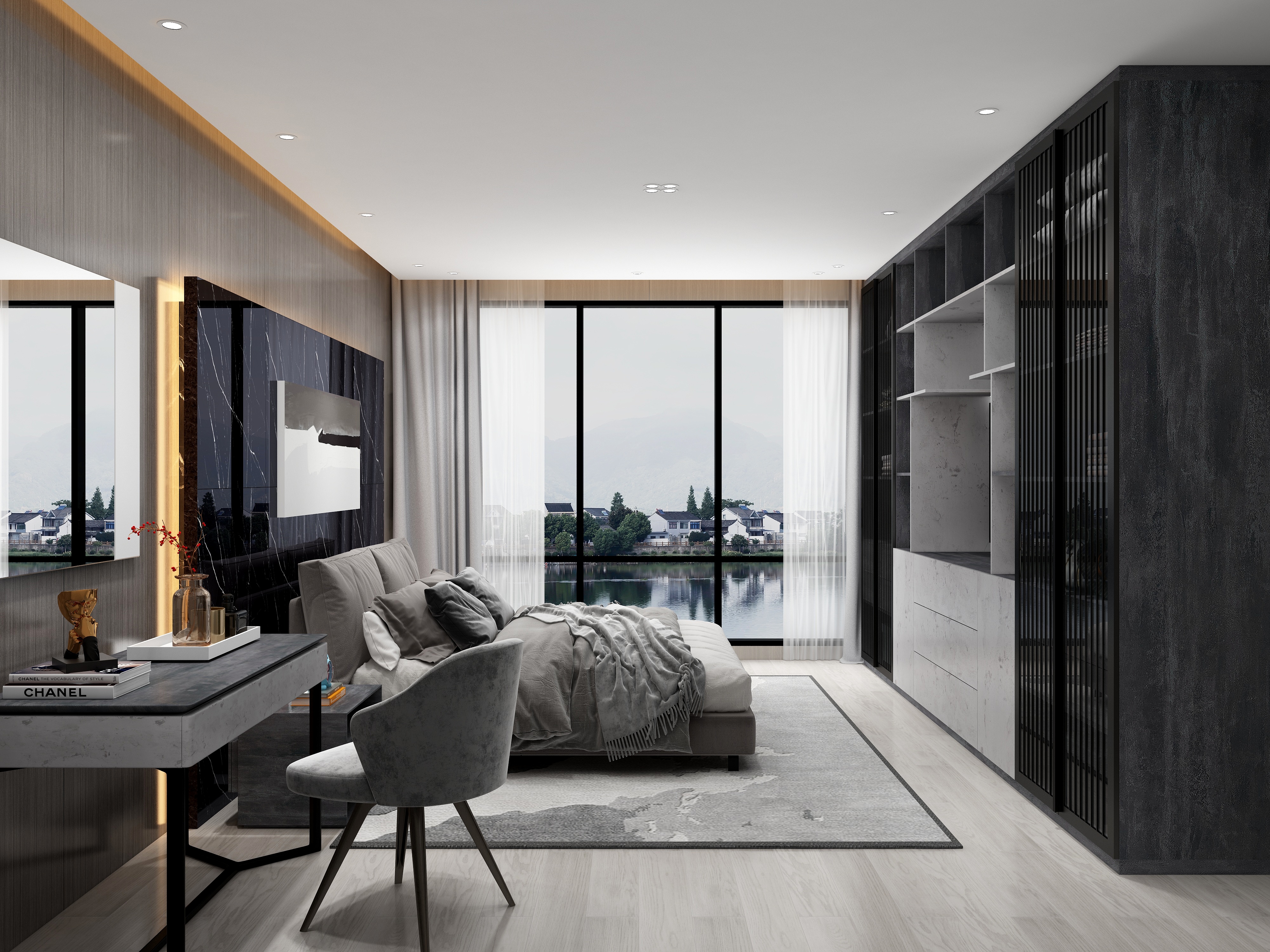 布凡设计的智慧门店系统-简中风《墨城》装修效果图