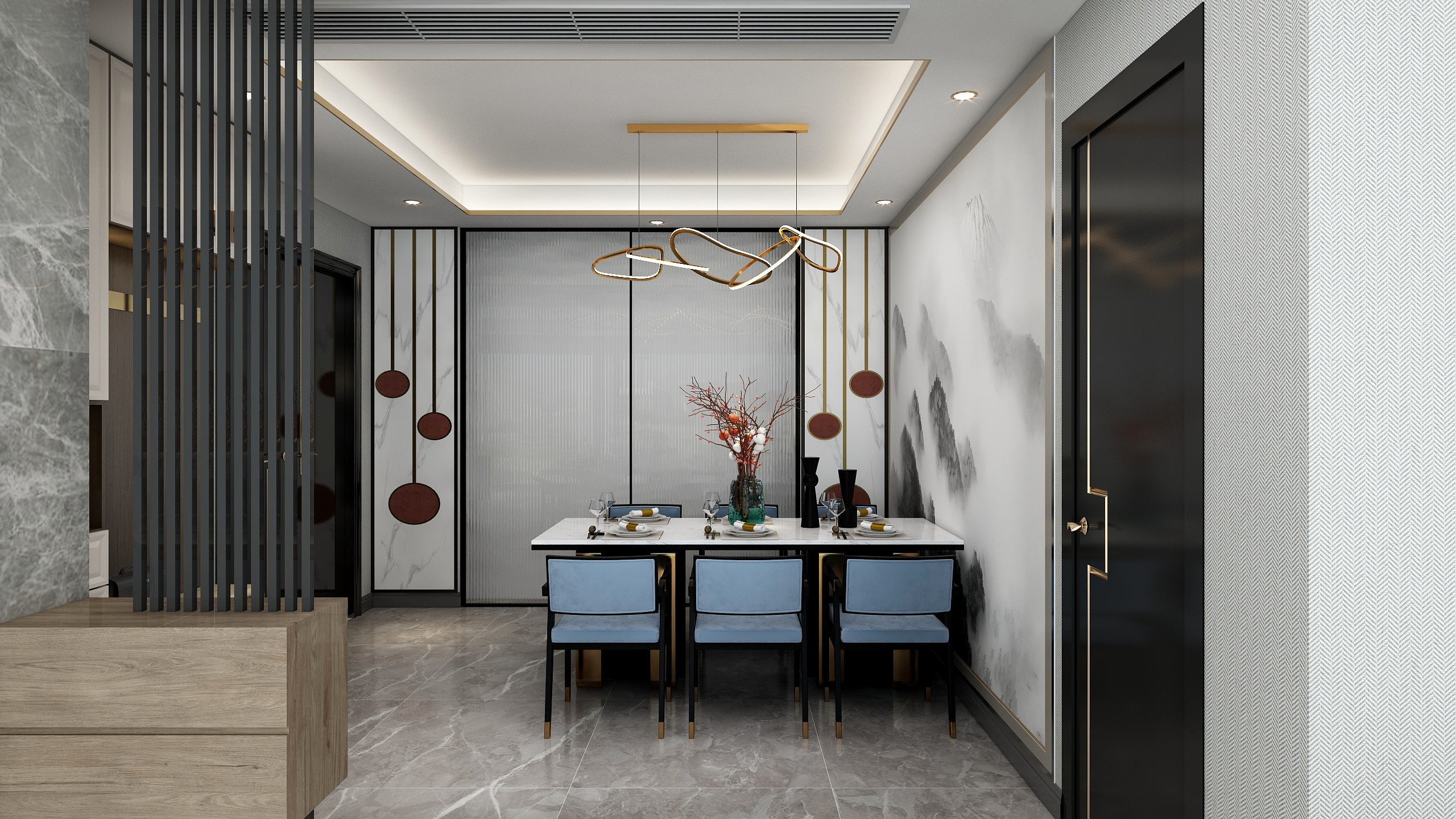 刘月-70平新中式装修效果图