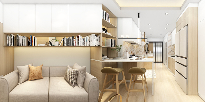 全景图7-现代木色简约40平-装修设计方案