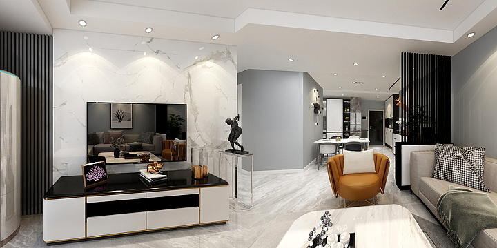 雅庭装饰胖胖坤-财源广场-现代黑白灰风格-装修设计方案