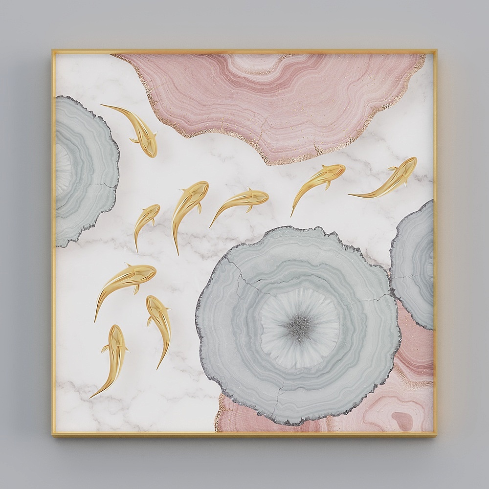 臣萱全屋配画-现代客厅装饰画-单幅-鱼游沸鼎D