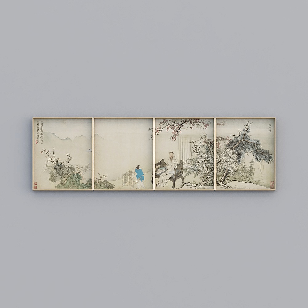 四联画3D模型