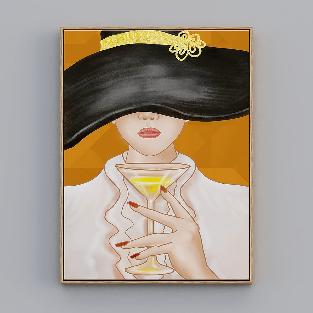 臣萱全屋配画-现代客厅装饰画-客厅玄关单幅-烈焰红唇D-Y
