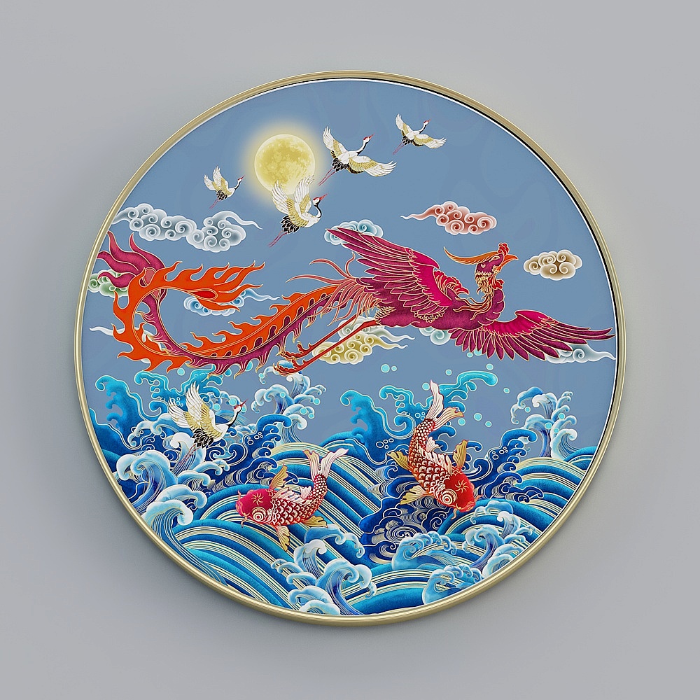 臣萱全屋配画-现代客厅装饰画-单幅-富贵吉祥F