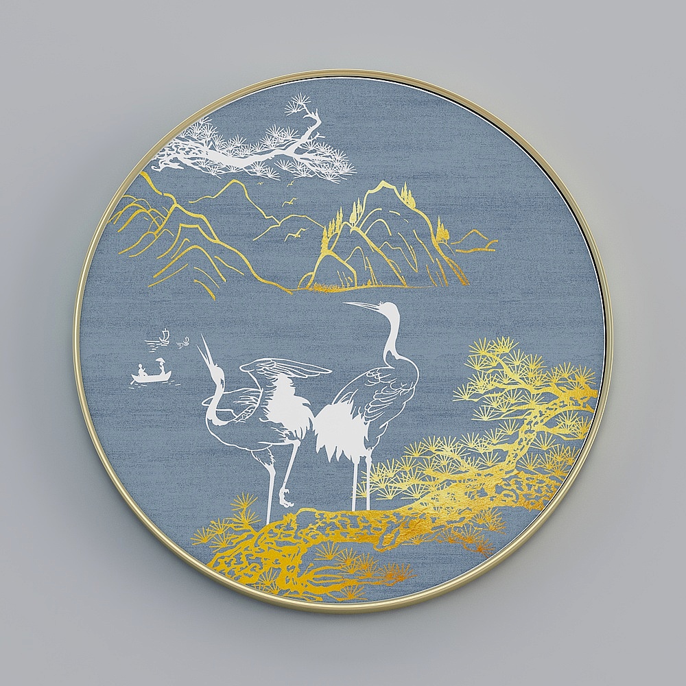 臣萱全屋配画-现代客厅装饰画-单幅-富贵吉祥H3D模型