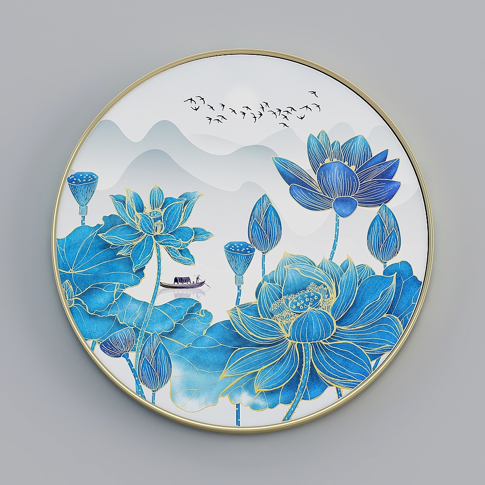 臣萱全屋配画-现代客厅装饰画-单幅-富贵吉祥L3D模型