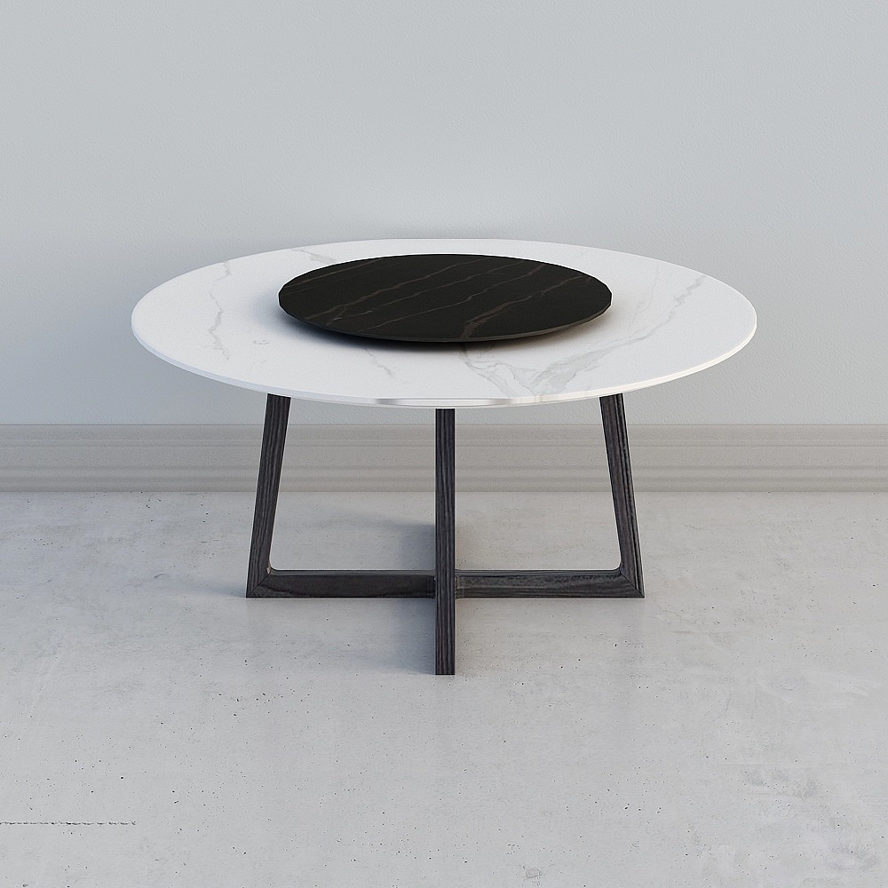 米卓-MK12035-意式-岩板圆餐桌3D模型
