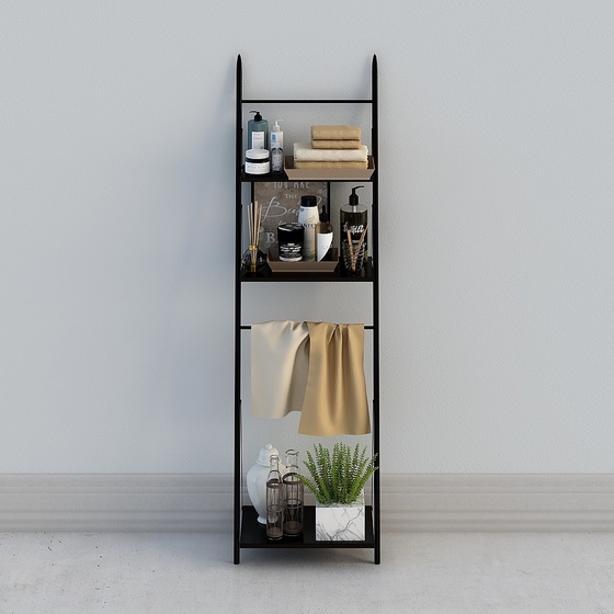 Multi-Layer Wrought Iron Storage Rack 3D Model