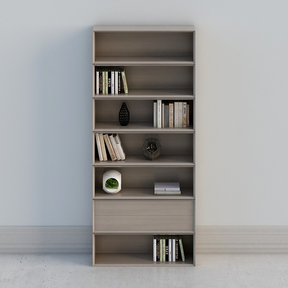 Wood Color Shelf Cabinet 3D Model for Storage