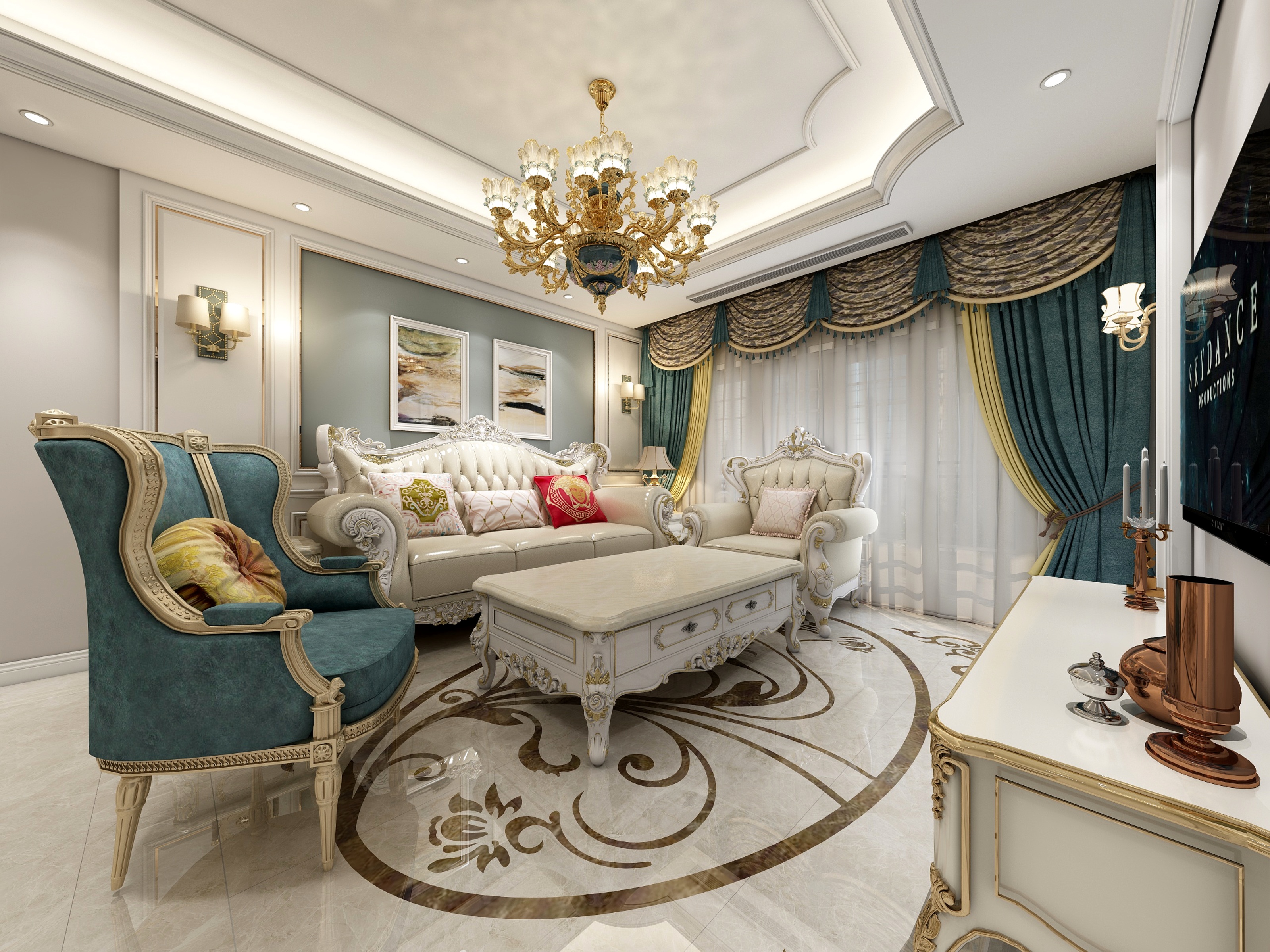 王翠丽-南国丽城欧式方案03户型装修效果图