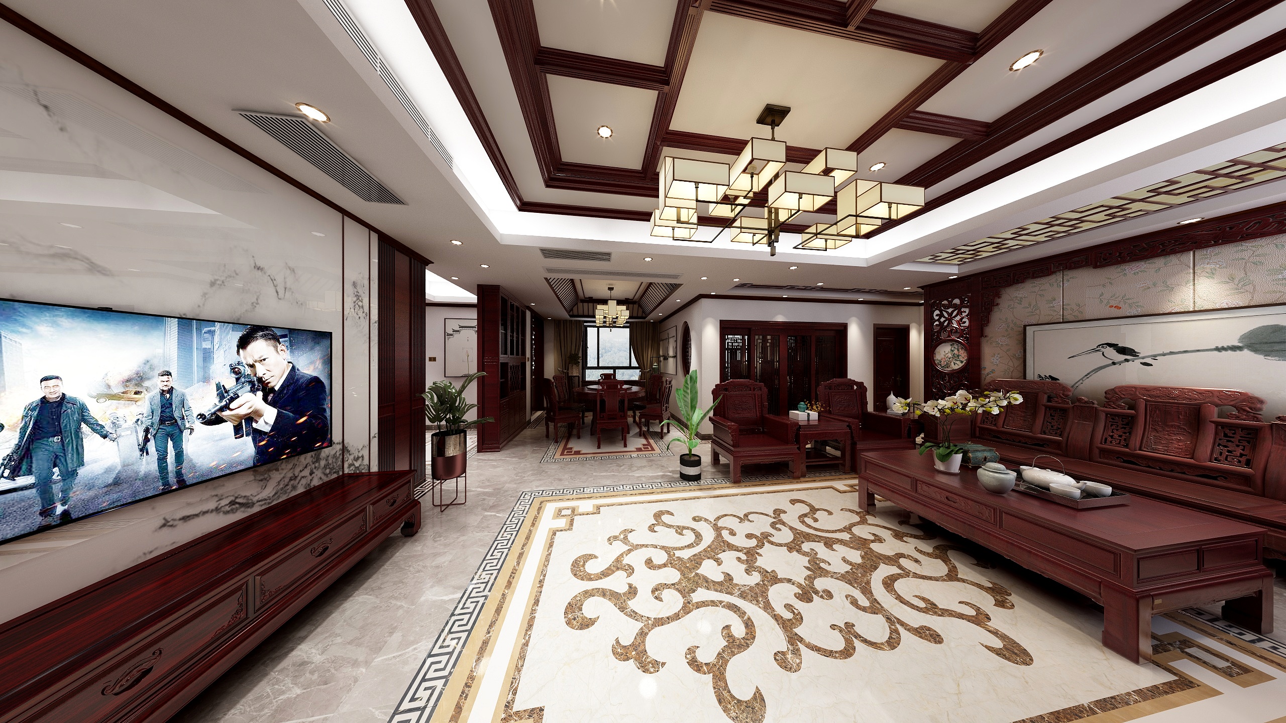 郑美琰VR全景全能别墅设计大师-苏州半岛印象花园中式红木VR全景图18030397288-装修设计方案