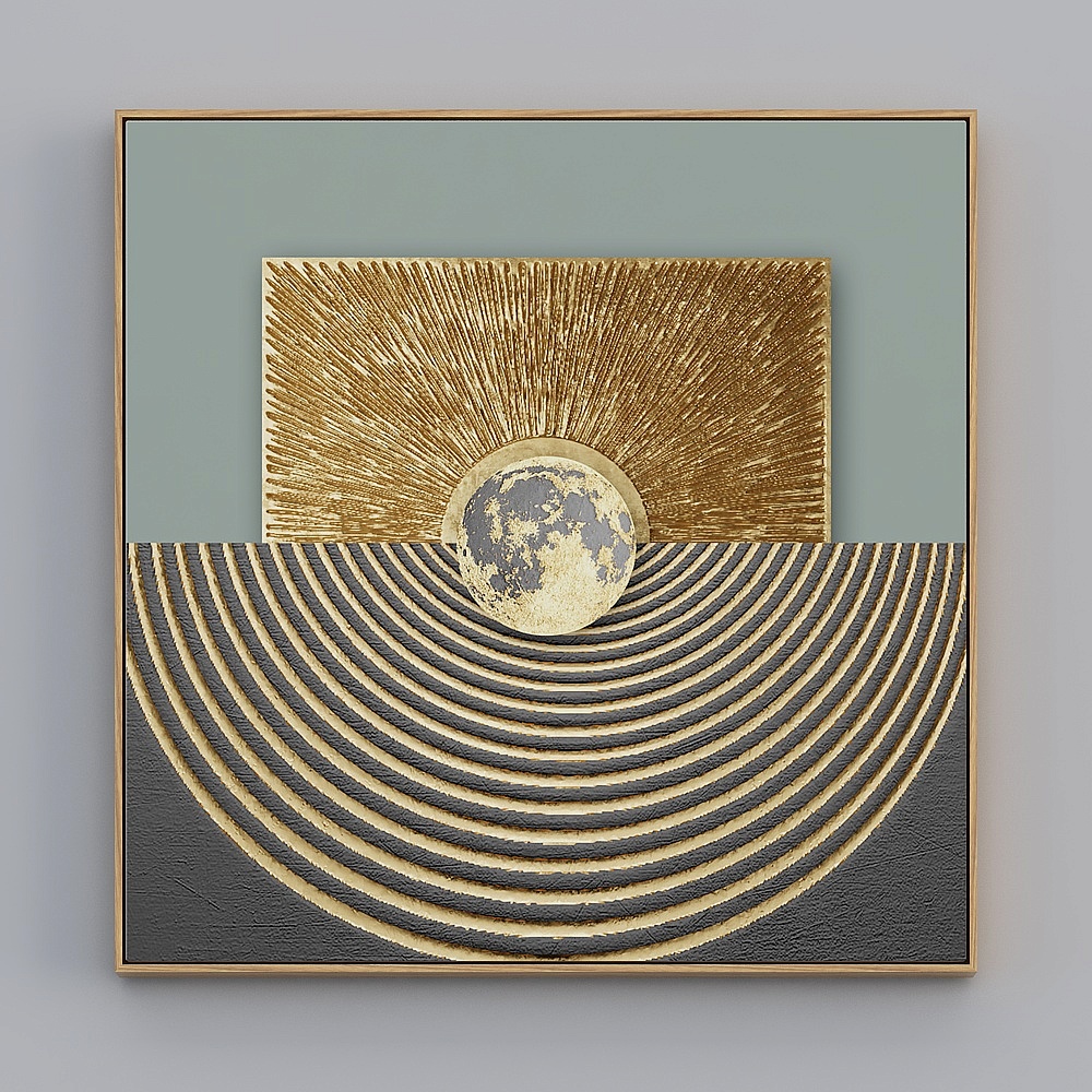 臣萱全屋配画-现代客厅装饰画-单幅-抽象画X3D模型
