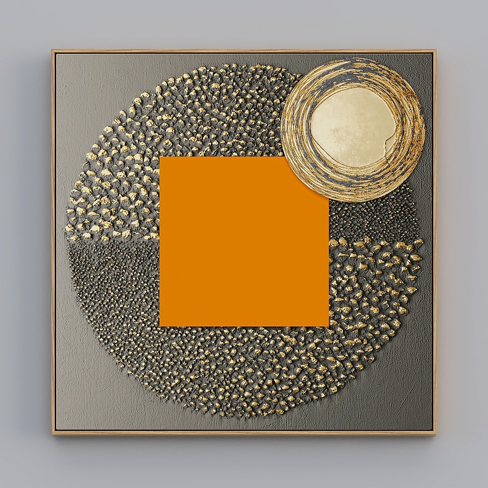 臣萱全屋配画-现代客厅装饰画-单幅-抽象画R3D模型