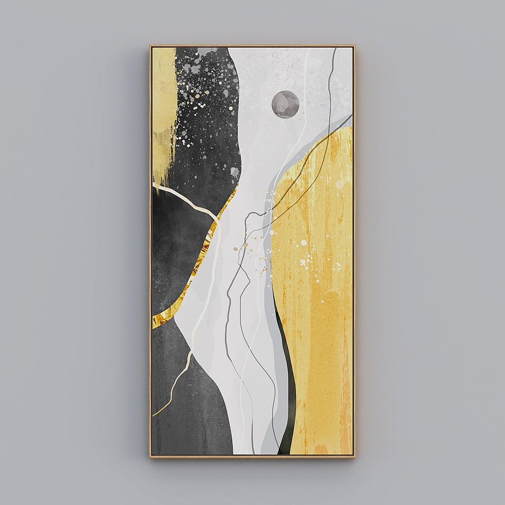 臣萱全屋配画-现代客厅装饰画-客厅玄关单幅-铭金幻橙R3D模型