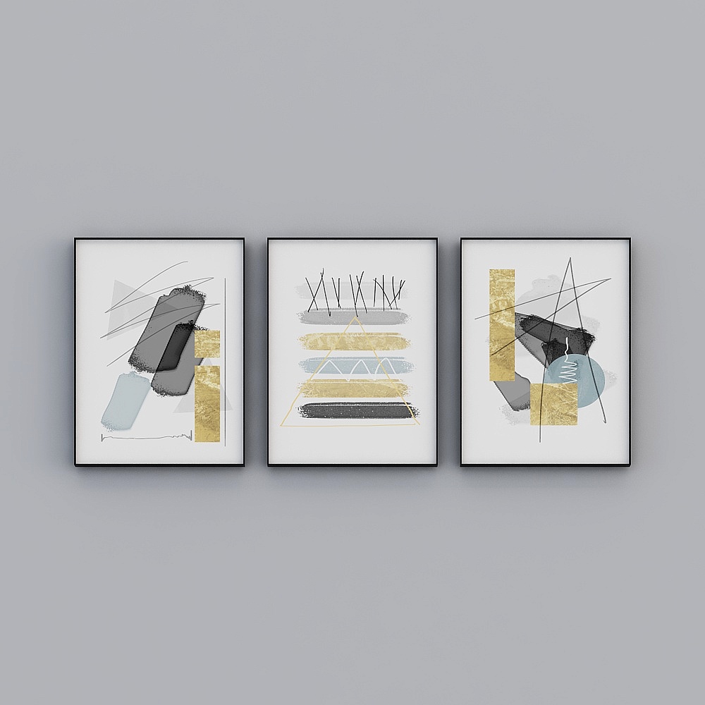 臣萱全屋配画-现代客厅装饰画-三联-梦想远航I