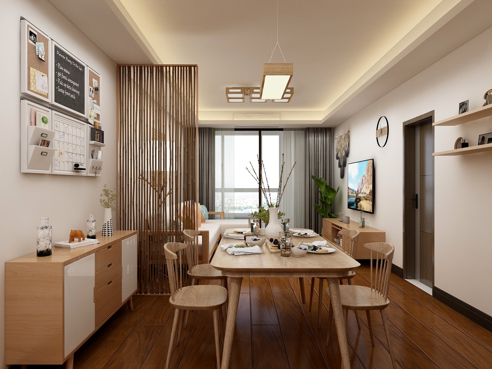 武琴悦-57方混搭客餐厅装修效果图