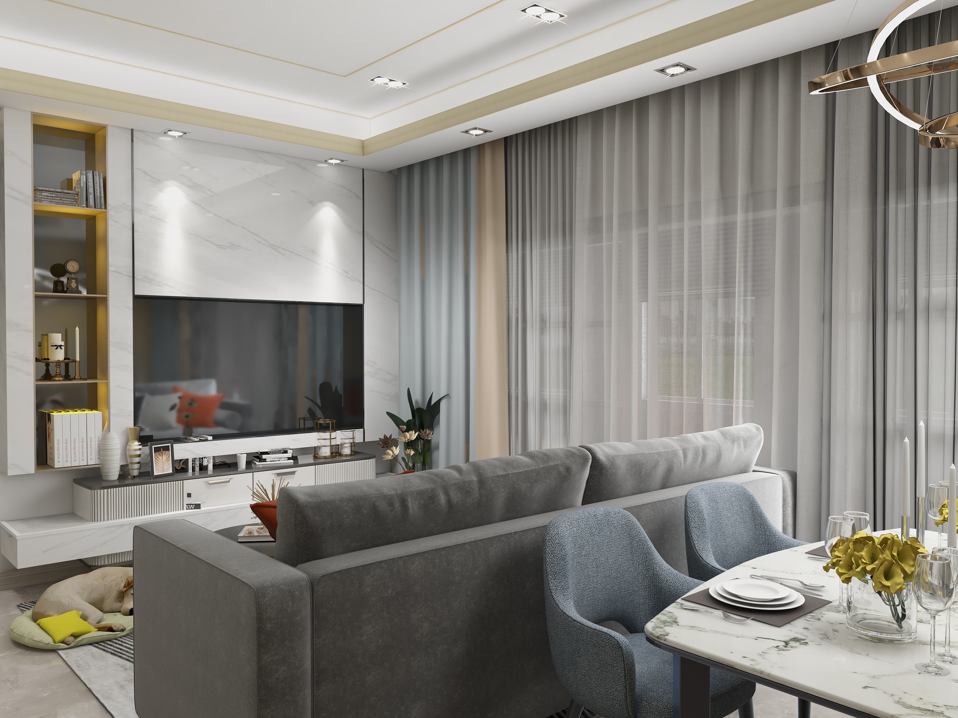 上筑设计-瑞和园89.50㎡B户型3室2厅1卫-装修设计方案