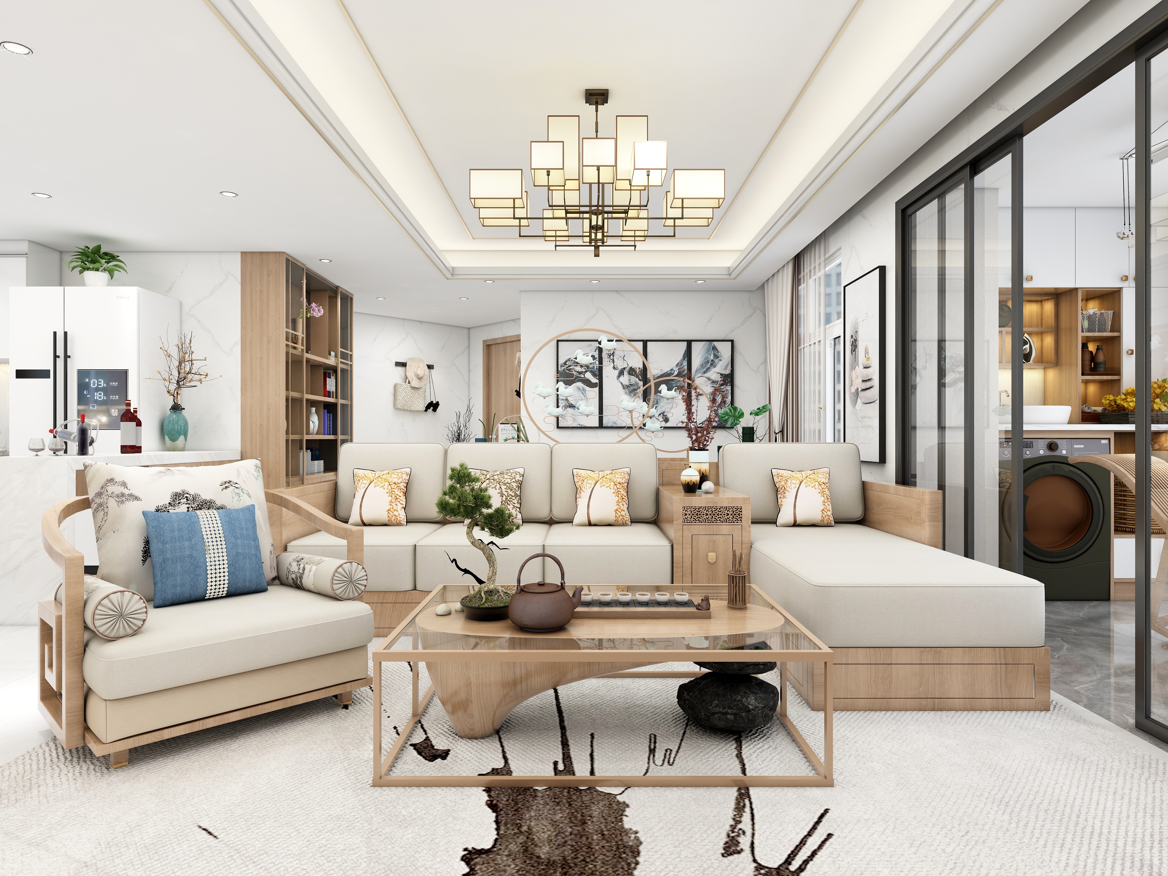 李青越-164方新中式三居装修效果图