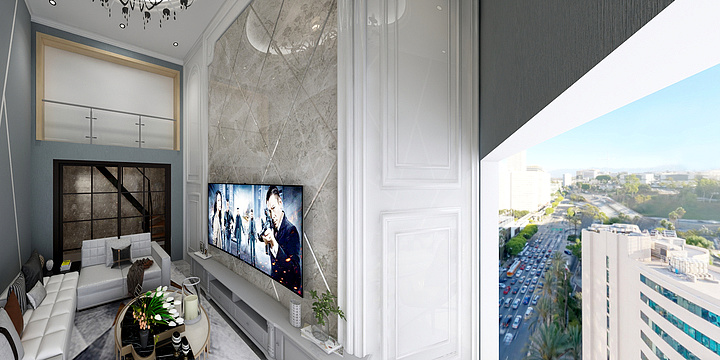 三驿设计-世纪华府客厅-装修设计方案