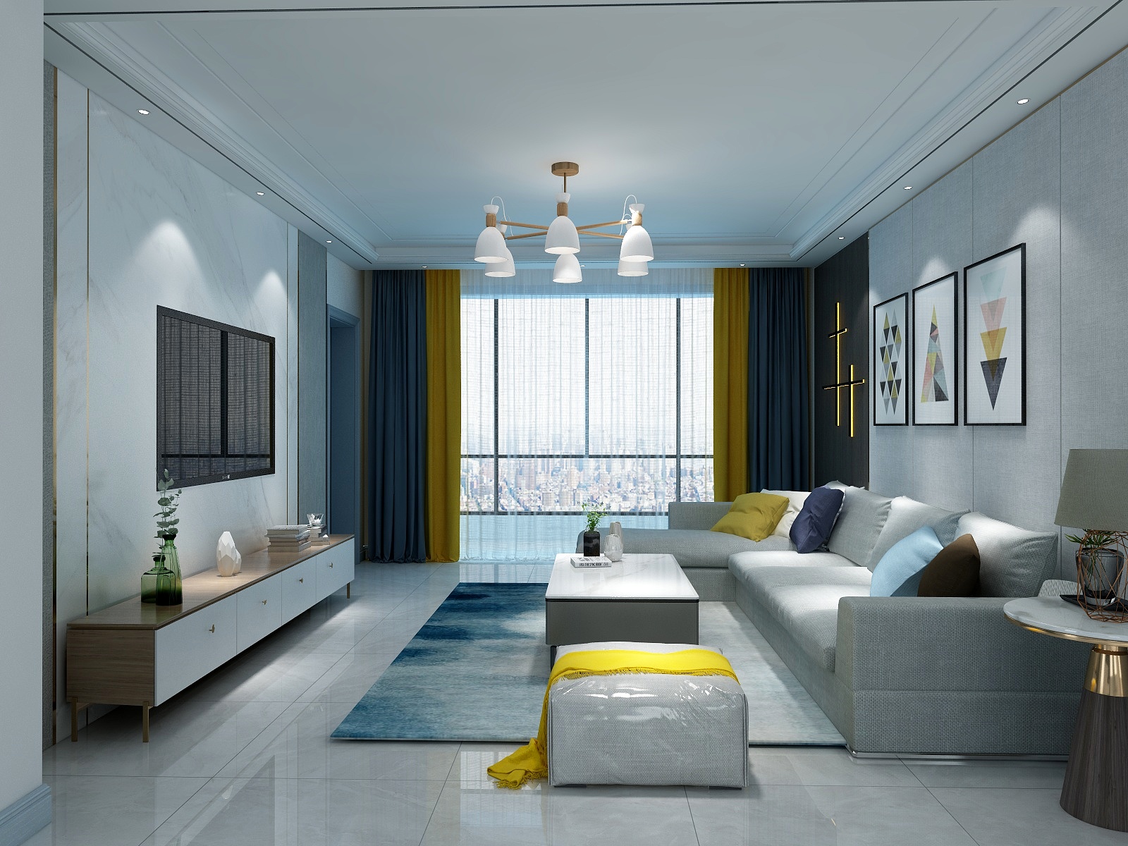 He室内施工图效果图制作-蔚蓝家园-装修设计方案