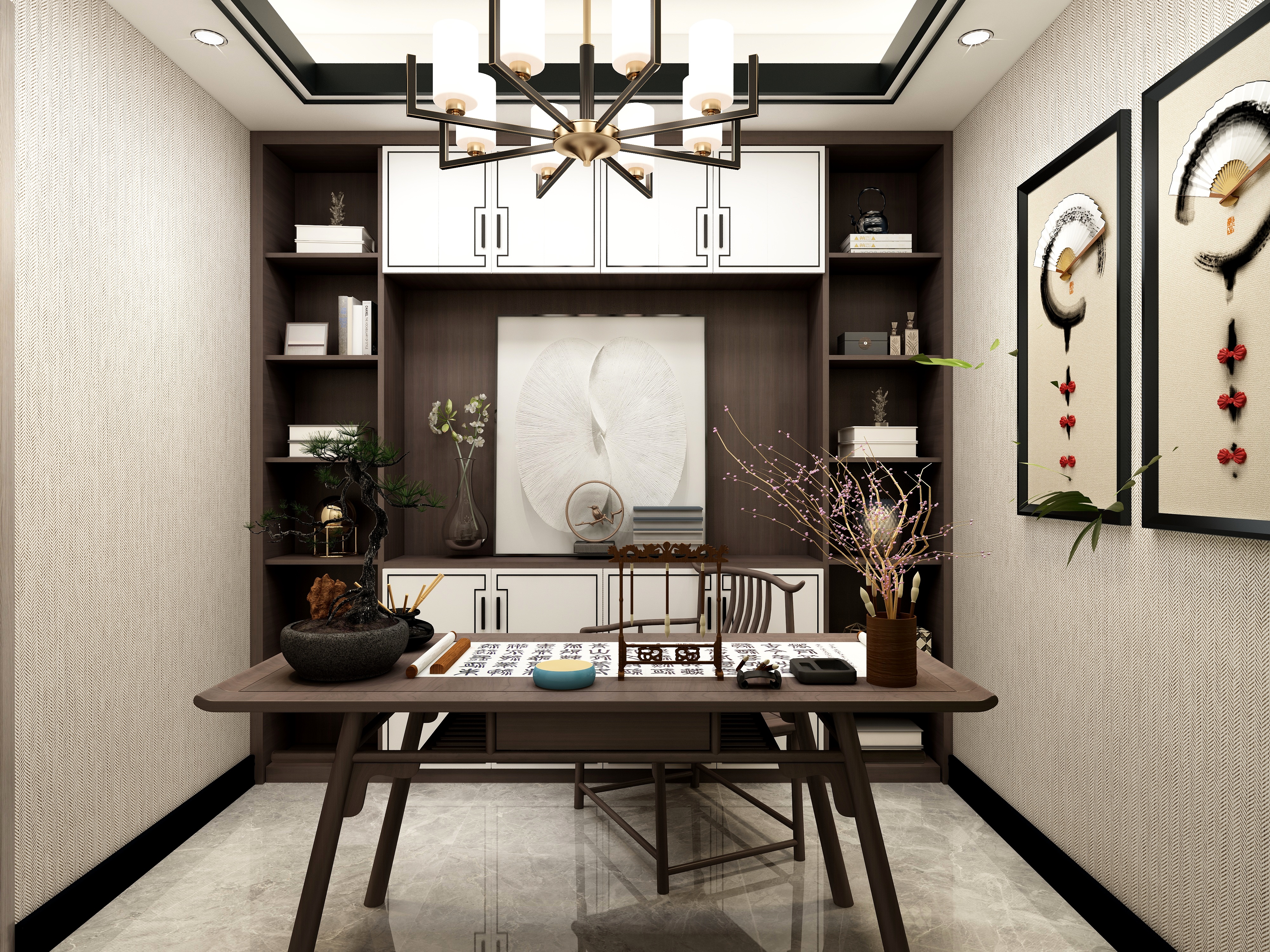 吴爽-117方新中式四居装修效果图