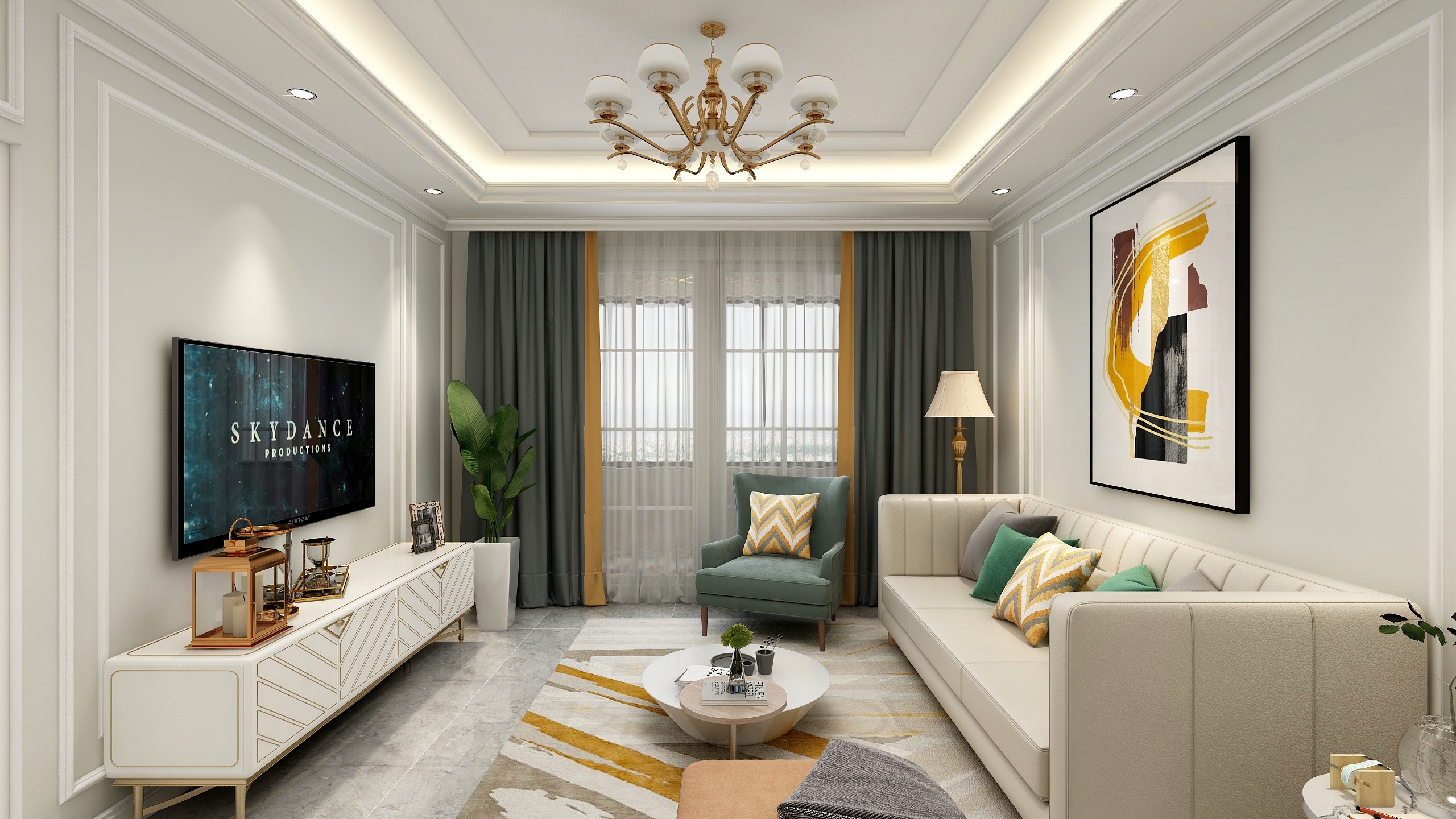 LS设计-刘闪-128方简欧三居装修效果图