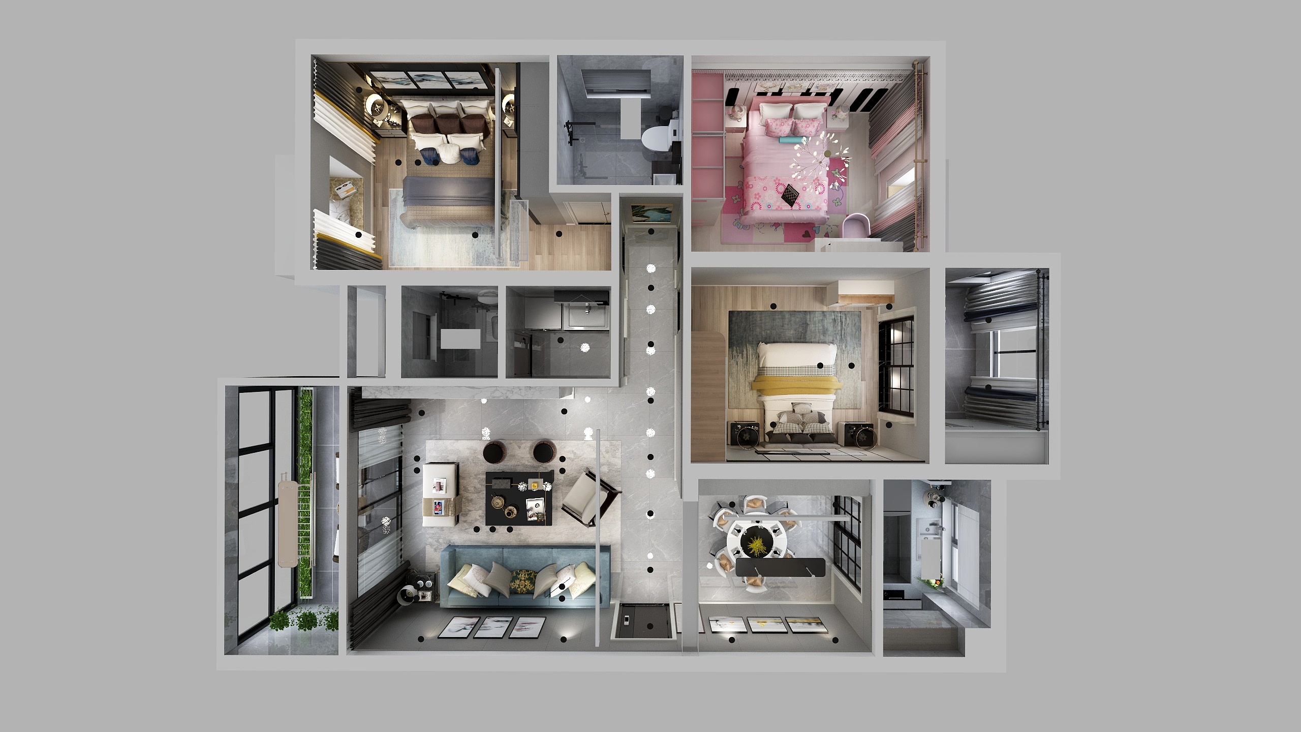 张毅-现代简约黑白灰主题-装修设计方案