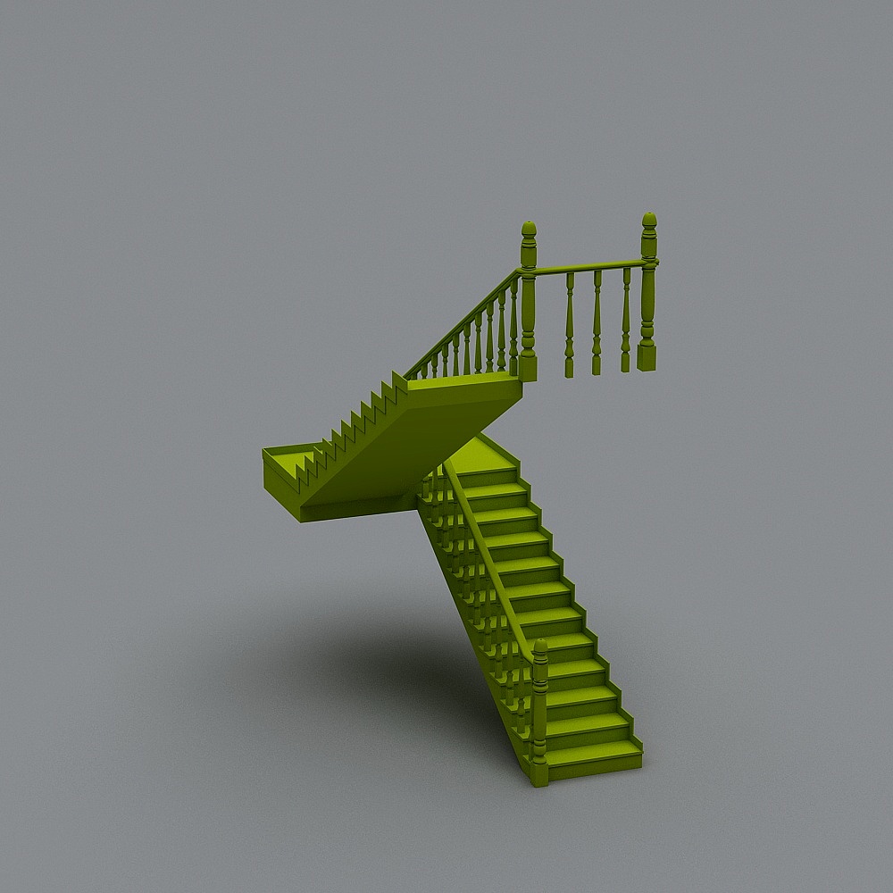 楼梯加扶手踢脚线3D模型