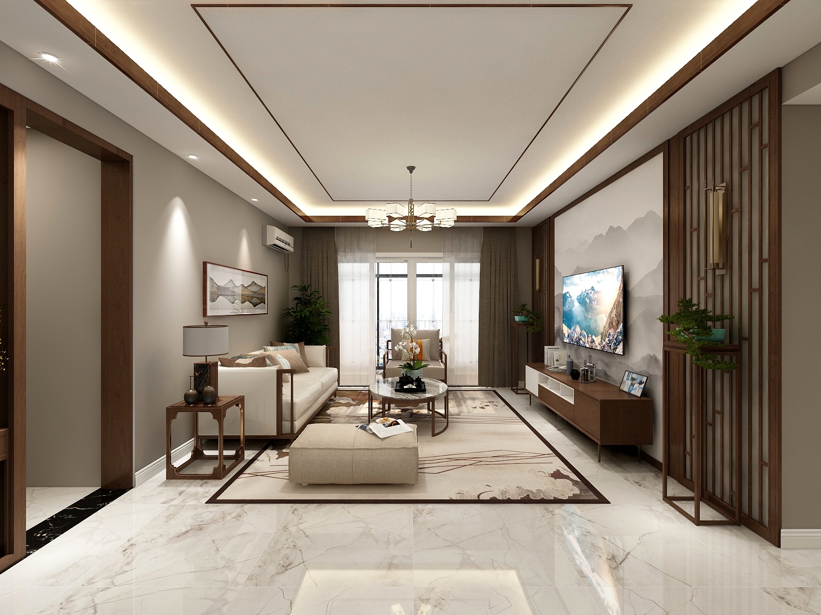 淘宝搜友诺设计-162平新中式4居装修效果图