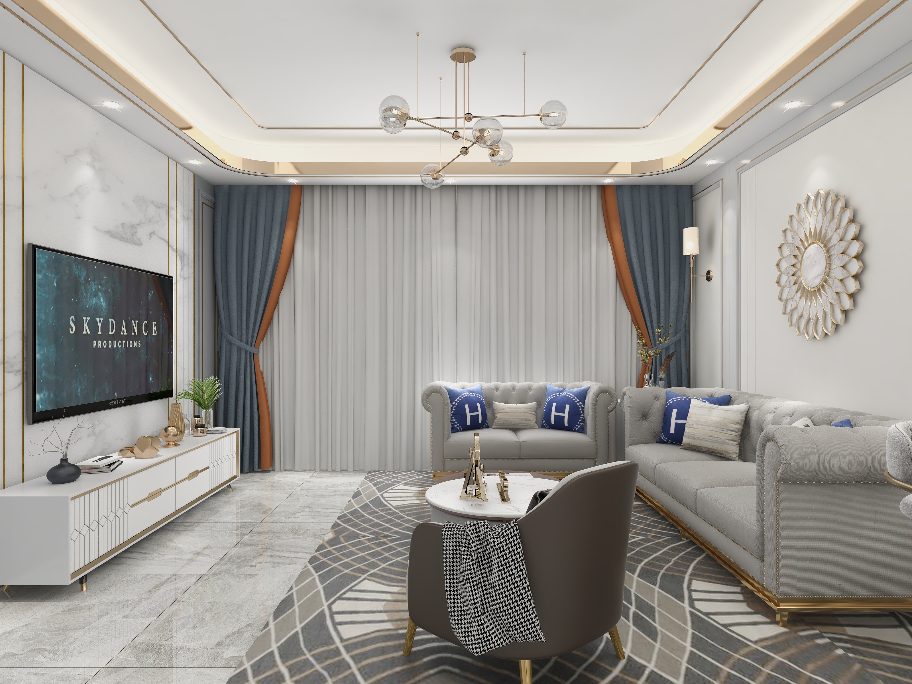 湛智华-美式轻奢174平3房装修效果图