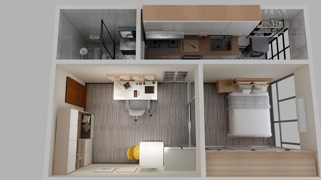 莲子薄荷糖-永川金科阳光小镇单身公寓-装修设计方案