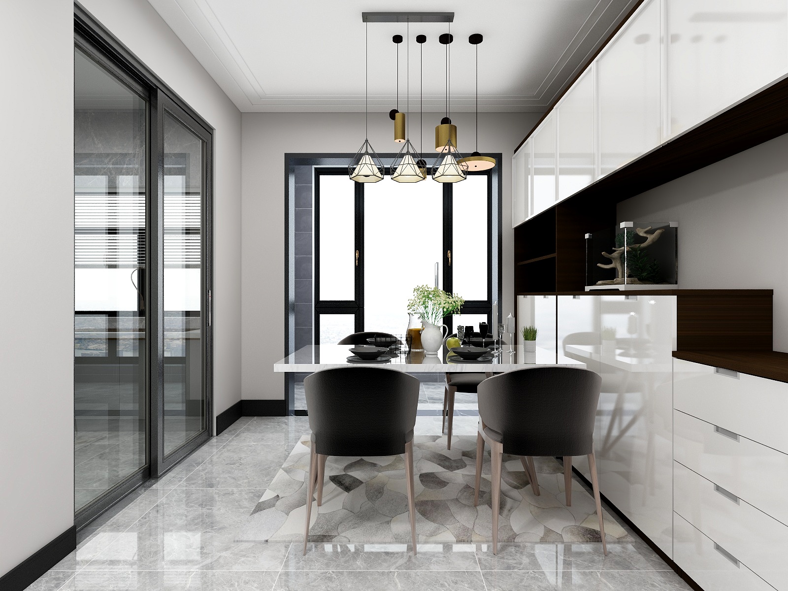 橙室内设计师-嘉业城市花园3期14#东户-（黑色钛金条吊顶）-装修设计方案