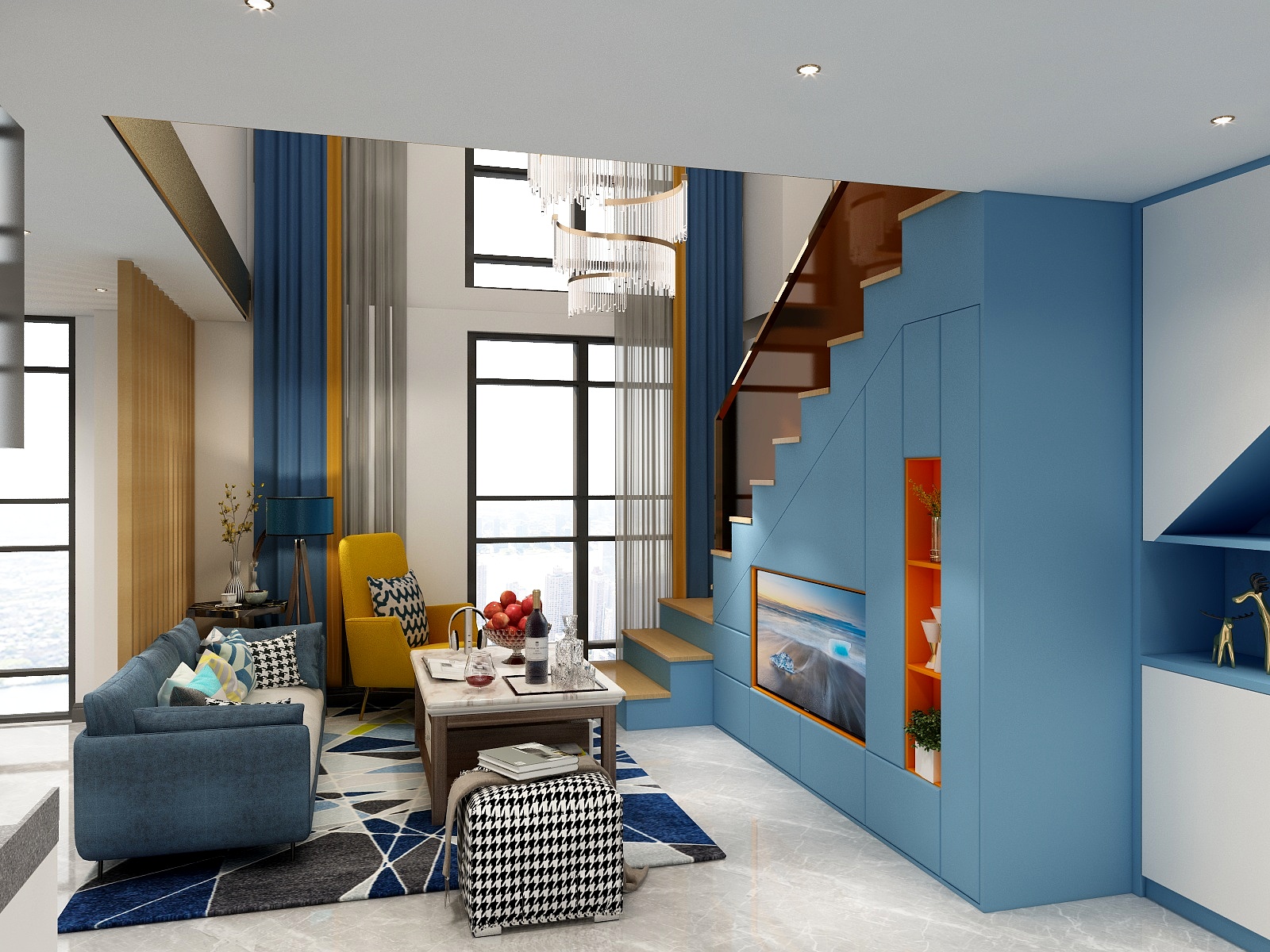 龍海专注设计-天山世界之门复式跃层-装修设计方案