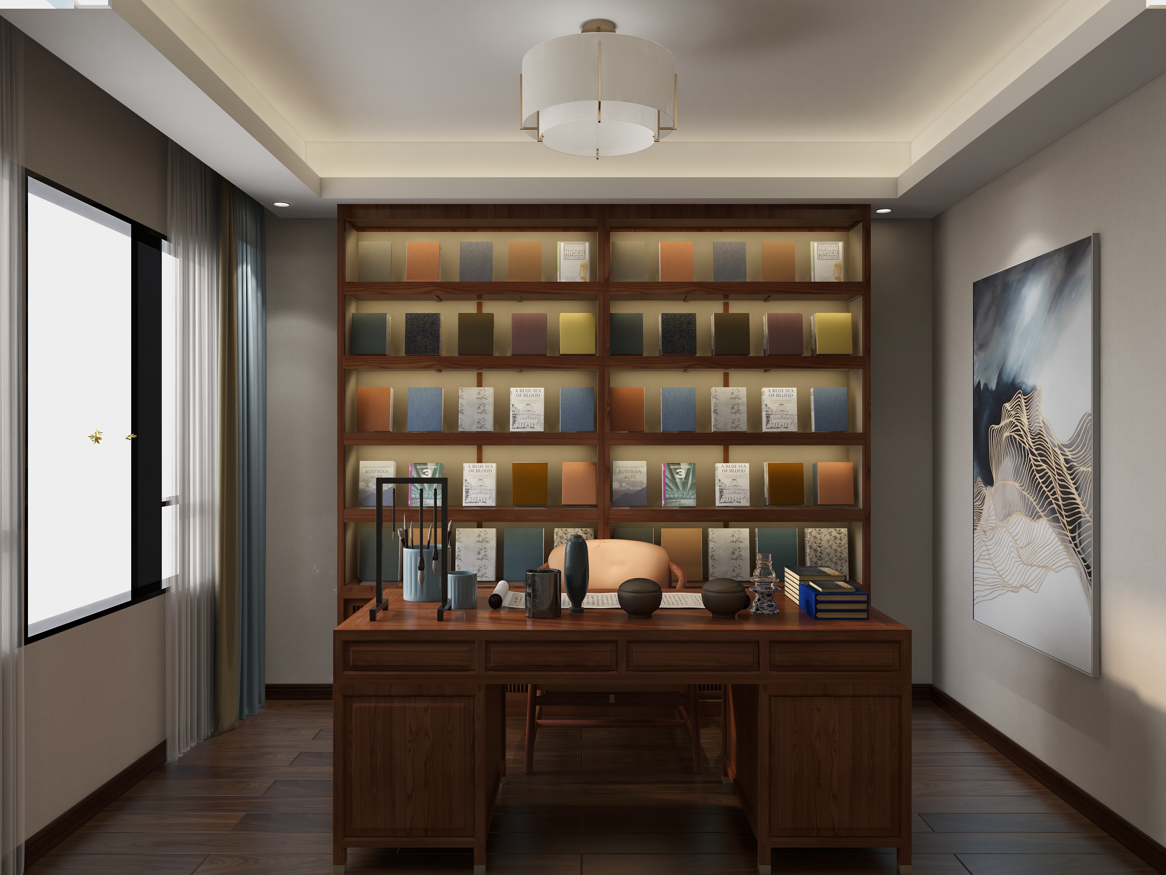 珠海阅梨生活馆-213方新中式五居装修效果图