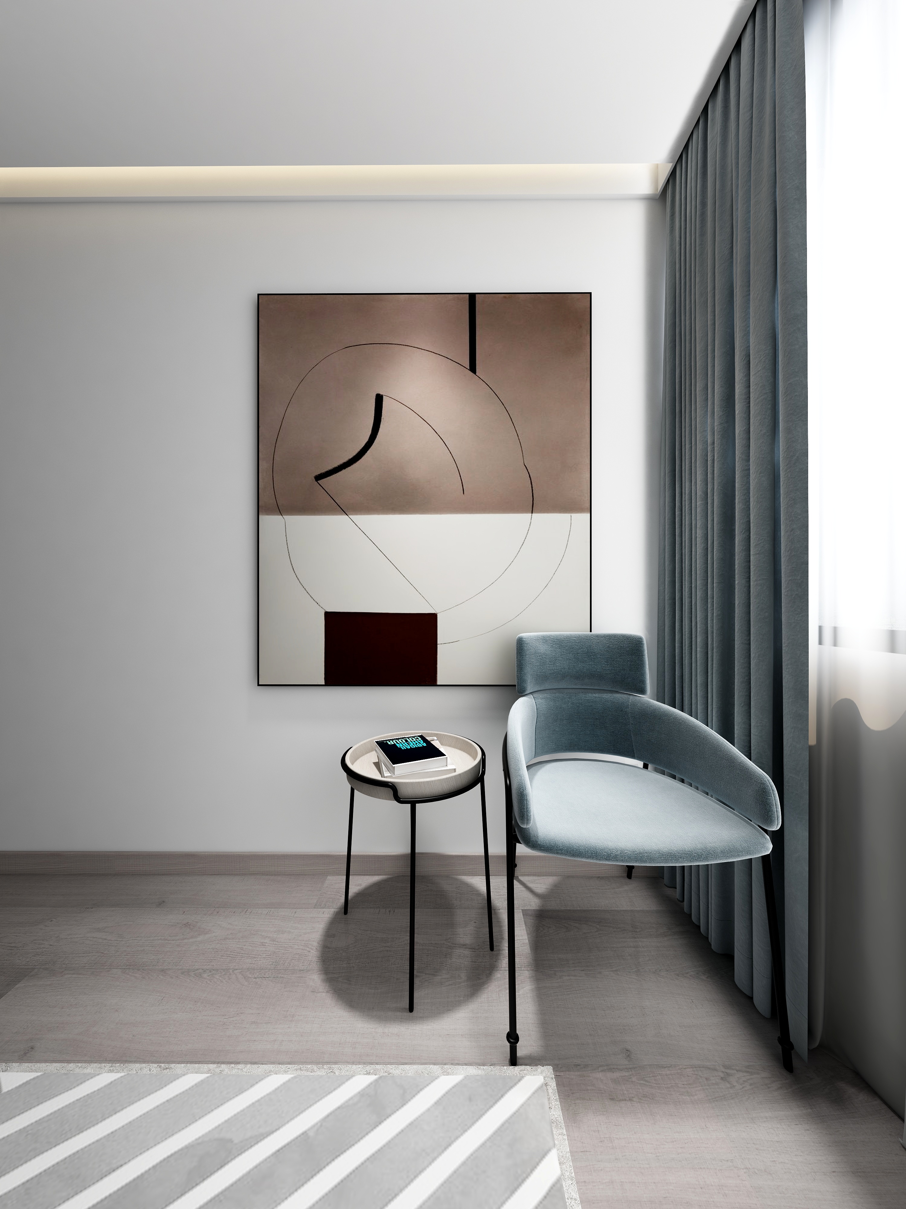 设计师丨胡月平-270平现代黑白灰跃层装修效果图