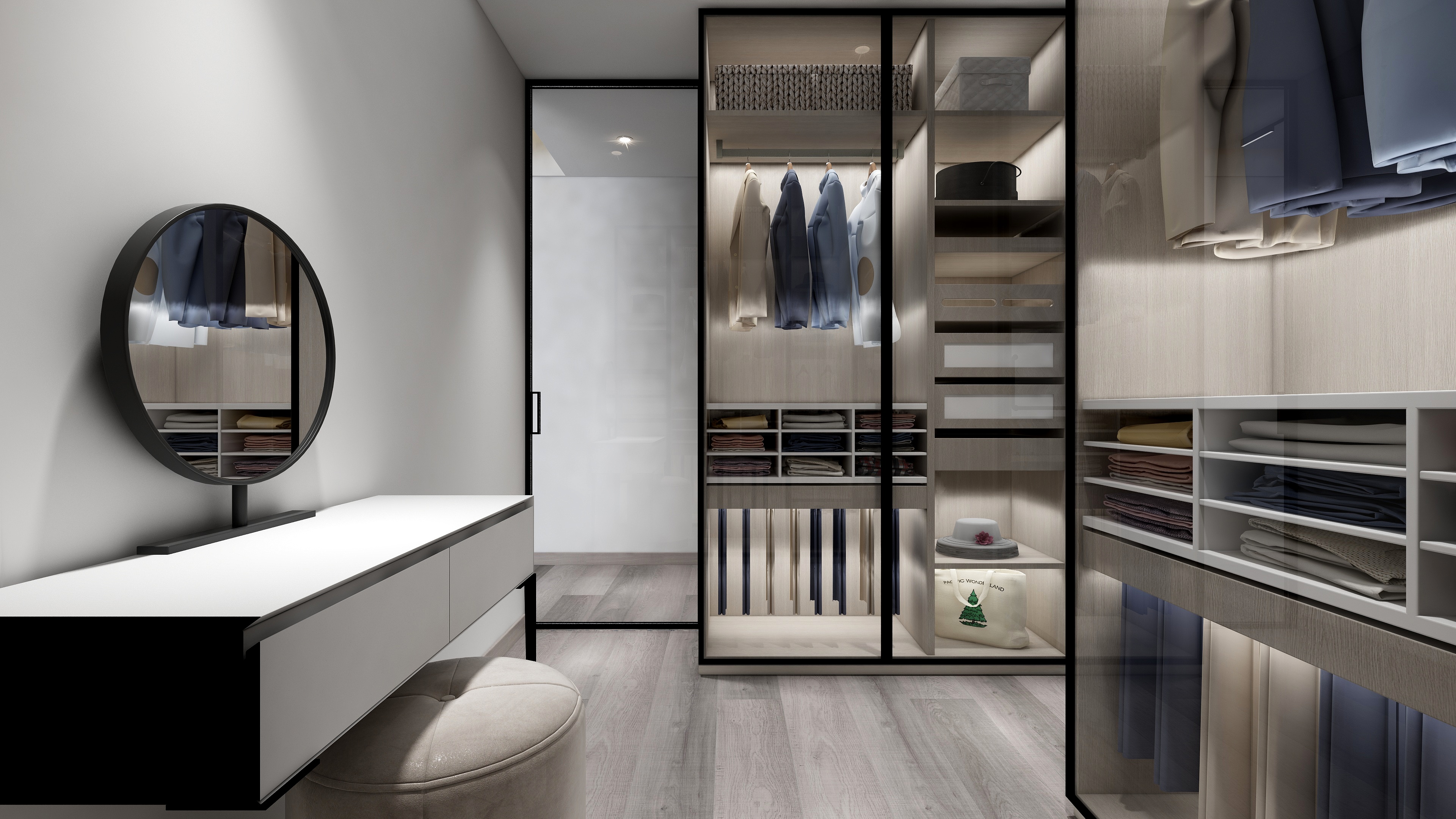 设计师丨胡月平-270平现代黑白灰跃层装修效果图