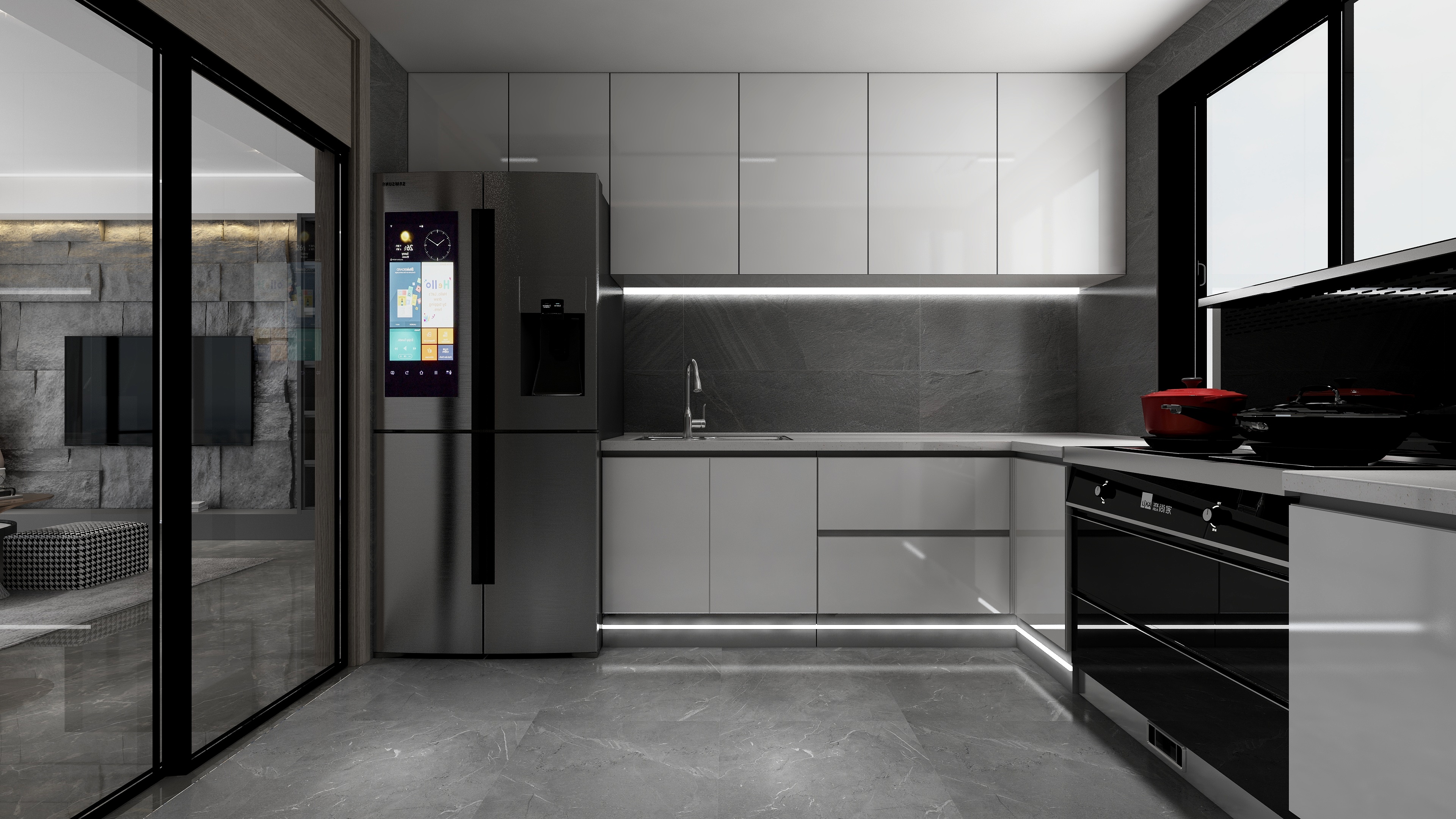 设计师丨胡月平-270平现代黑白灰跃层装修效果图