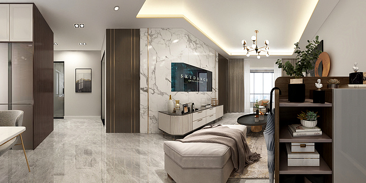 F高端设计-95平王景轻奢设计-装修设计方案