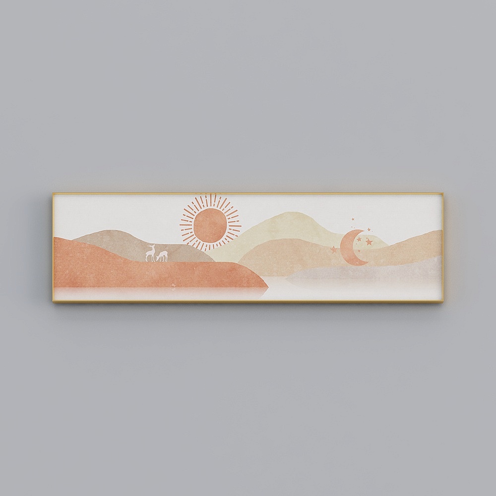 臣萱全屋配画-现代卧室装饰画-单幅-乡愁C3D模型